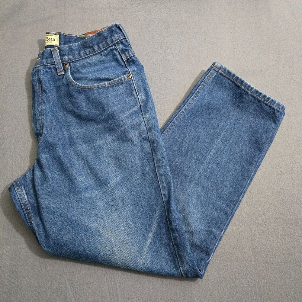 L.L. Bean Men 30X27.5 Classic Fit Straight Leg Dark Wash Jeans